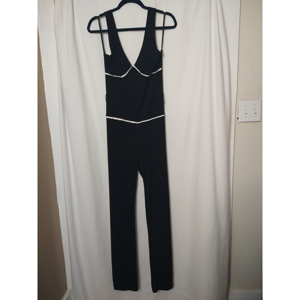 Vintage Newport News Black White Halter Top Jumpsuit Women's Size 8 Made in USA
